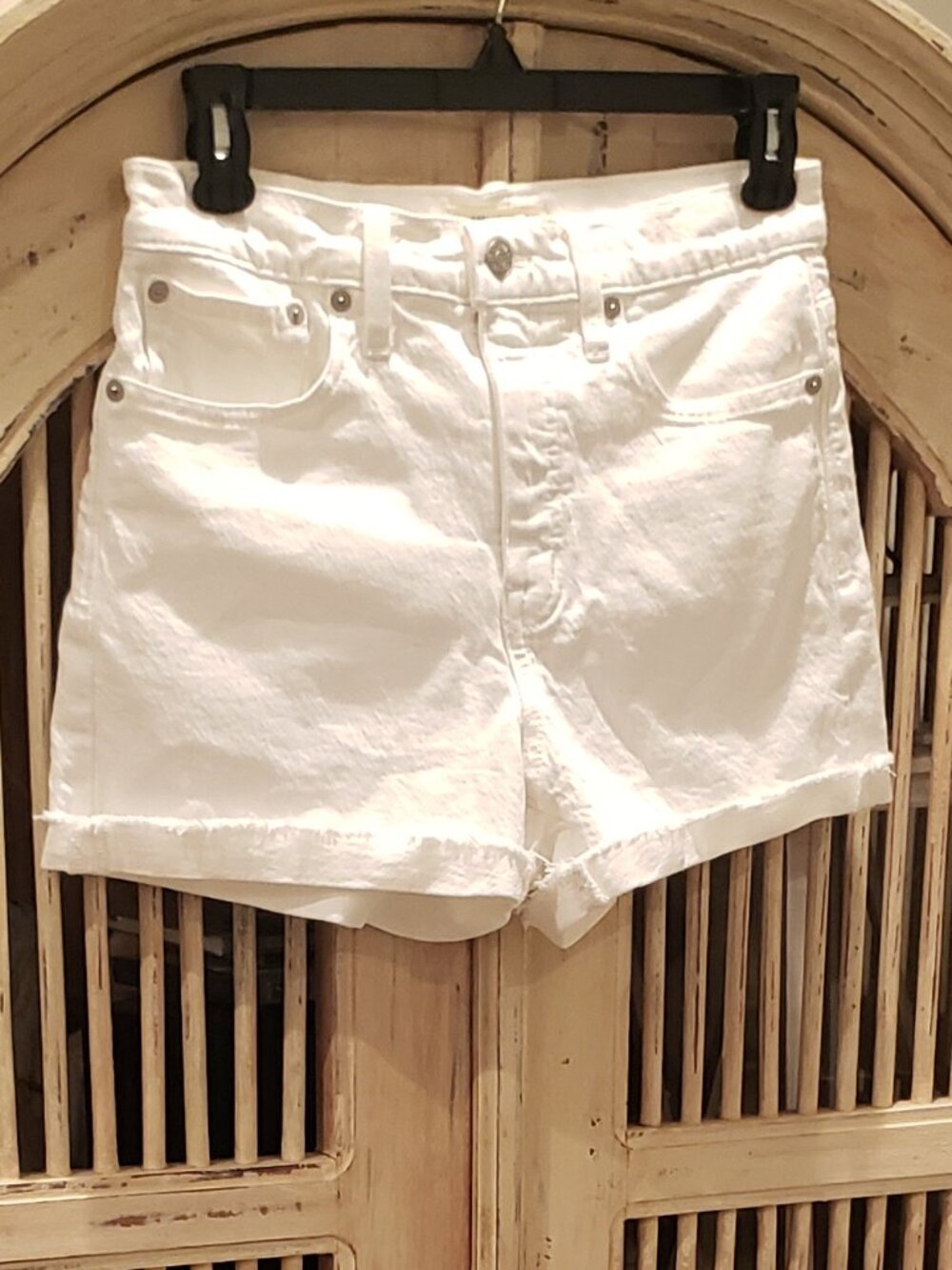 Madewell White Denim High Rise Cuffed Jean Short  Size 26